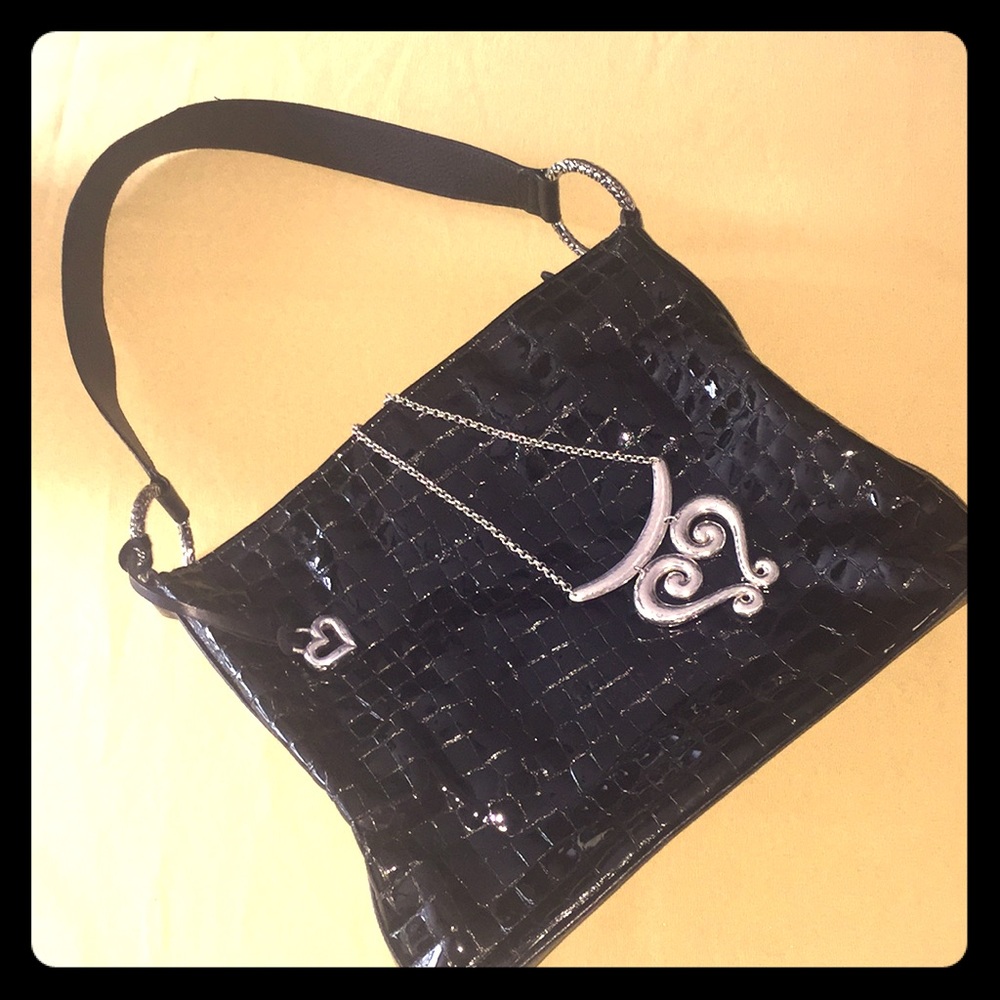 Brighton Cher Black Patent Leather Shoulder Bag ❤️